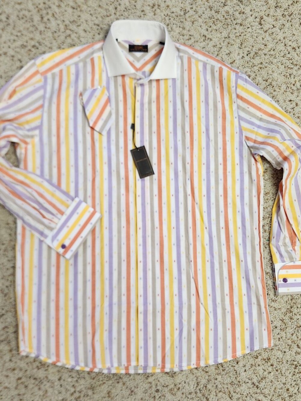 NWT French cuff shirt 16 32/33 striped cotton Steven Land